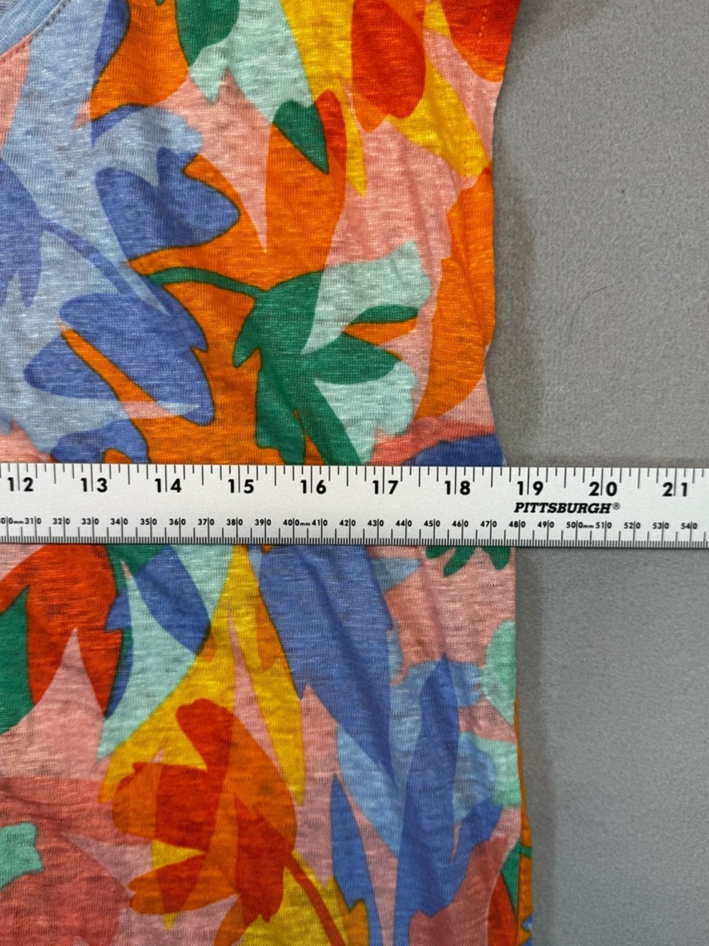 Joie Blue Multicolor Linen Leaf-Print Tee - Picture 5 of 6